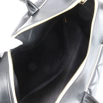 Chanel With Serial Seal Matelasse Logo Leather Boston Bag Business Travel Hand