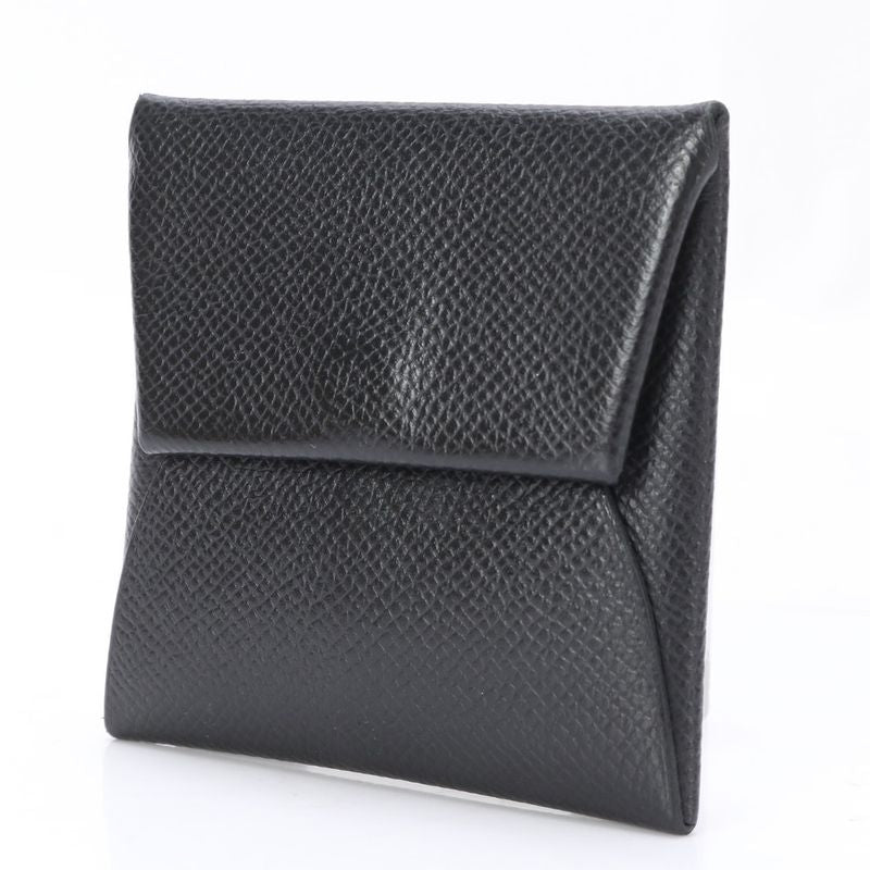 Hermes Bastia Vaux Epson Leather Coin Case Black Coin Purse Compact Genuine