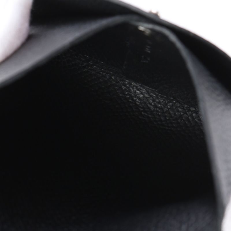 Hermes Bastia Vaux Epson Leather Coin Case Black Coin Purse Compact Genuine