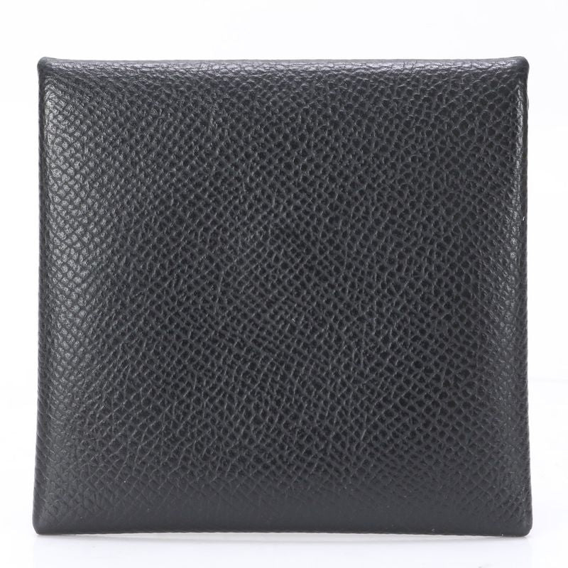 Hermes Bastia Vaux Epson Leather Coin Case Black Coin Purse Compact Genuine
