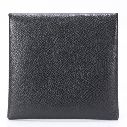 Hermes Bastia Vaux Epson Leather Coin Case Black Coin Purse Compact Genuine