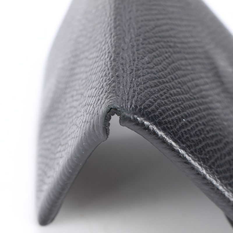 Hermes Bastia Vaux Epson Leather Coin Case Black Coin Purse Compact Genuine