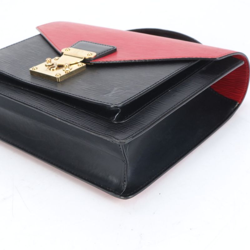 No Sticky Louis Vuitton Epi Monceau Noir Black Castilian Red 2WAY Shoulder Bag