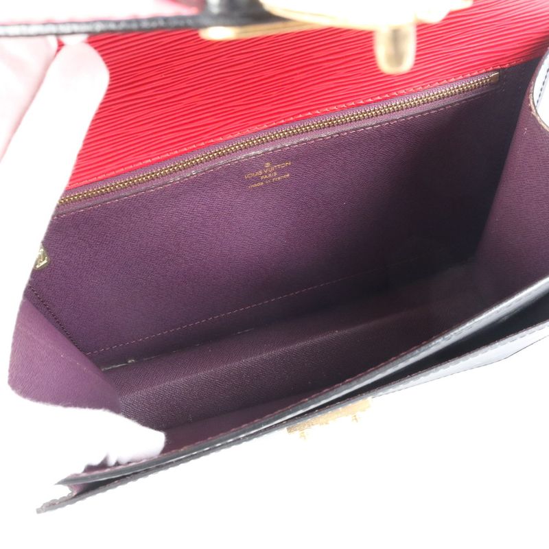 No Sticky Louis Vuitton Epi Monceau Noir Black Castilian Red 2WAY Shoulder Bag