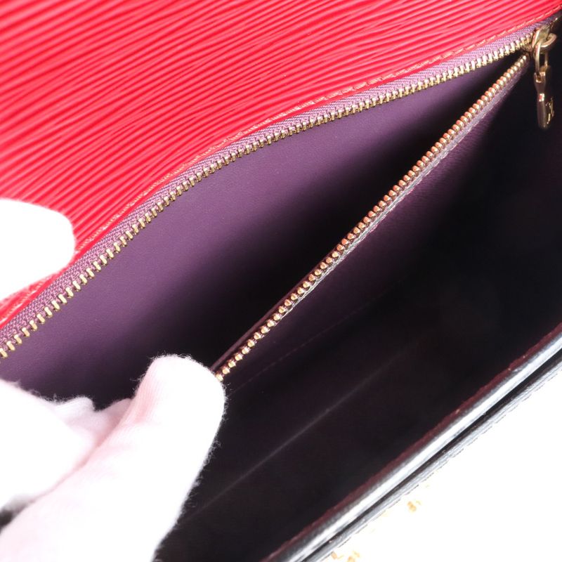 No Sticky Louis Vuitton Epi Monceau Noir Black Castilian Red 2WAY Shoulder Bag