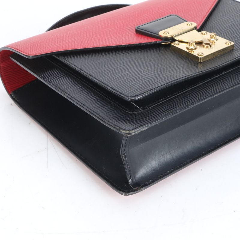 No Sticky Louis Vuitton Epi Monceau Noir Black Castilian Red 2WAY Shoulder Bag