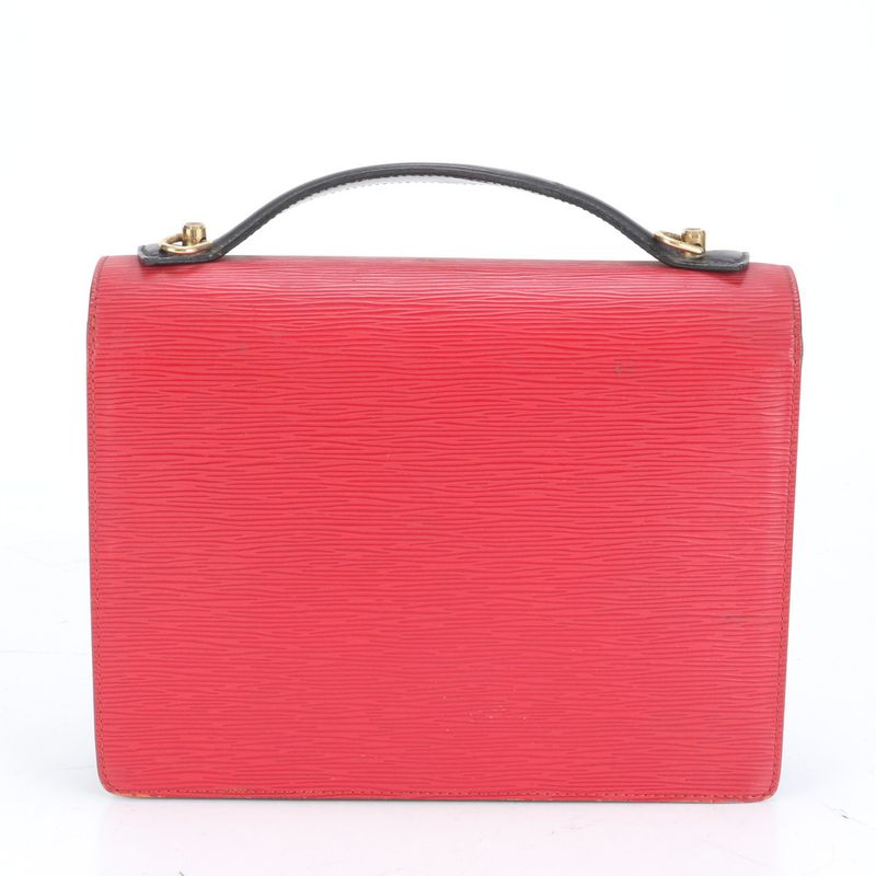 No Sticky Louis Vuitton Epi Monceau Noir Black Castilian Red 2WAY Shoulder Bag