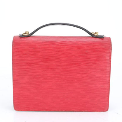No Sticky Louis Vuitton Epi Monceau Noir Black Castilian Red 2WAY Shoulder Bag