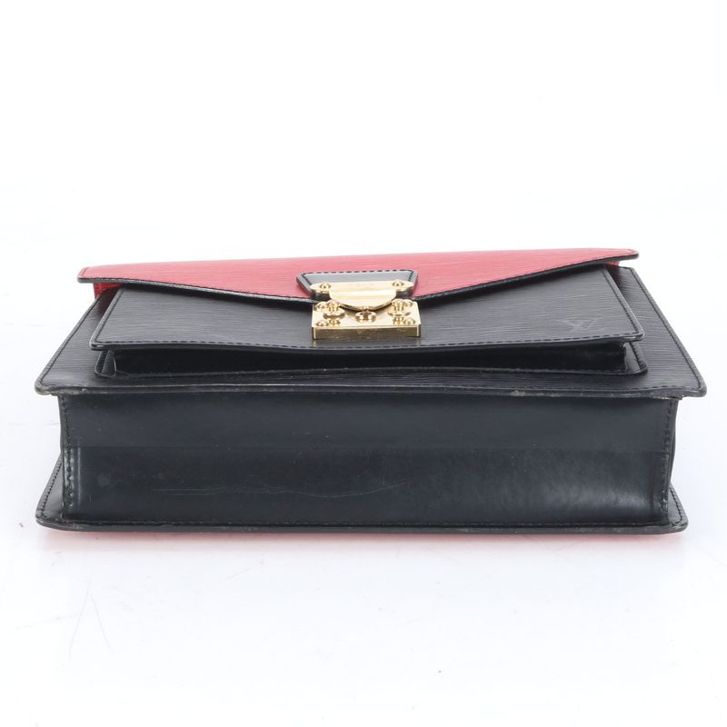 No Sticky Louis Vuitton Epi Monceau Noir Black Castilian Red 2WAY Shoulder Bag