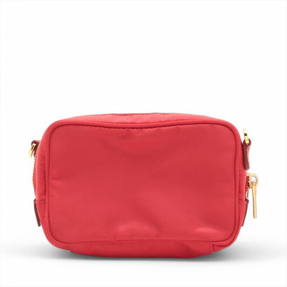 Prada Tessuto Nylon Ribbon Mini Shoulder Bag Crossbody Red Hand Tote Women's