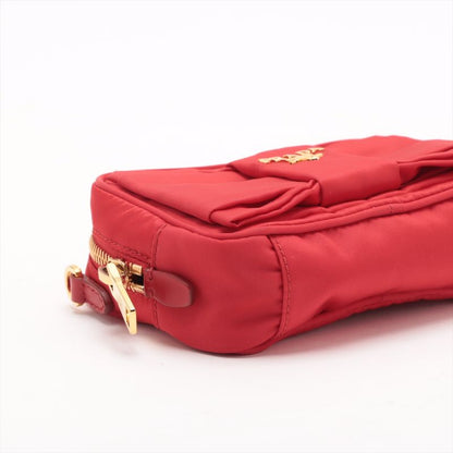 Prada Tessuto Nylon Ribbon Mini Shoulder Bag Crossbody Red Hand Tote Women's