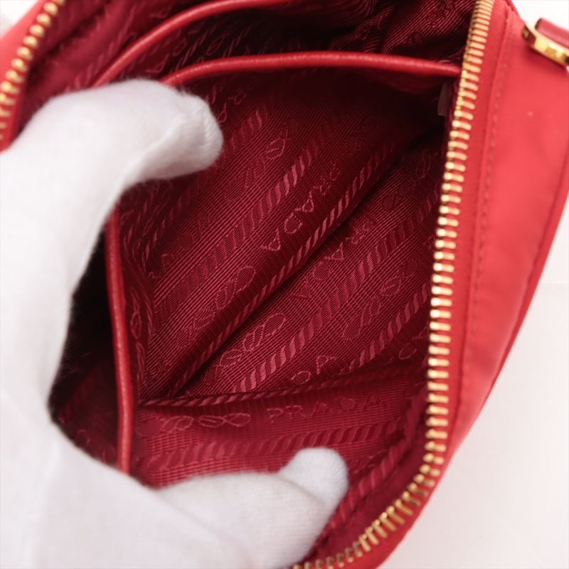 Prada Tessuto Nylon Ribbon Mini Shoulder Bag Crossbody Red Hand Tote Women's