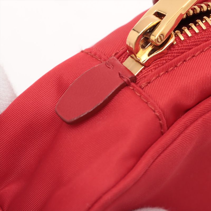 Prada Tessuto Nylon Ribbon Mini Shoulder Bag Crossbody Red Hand Tote Women's