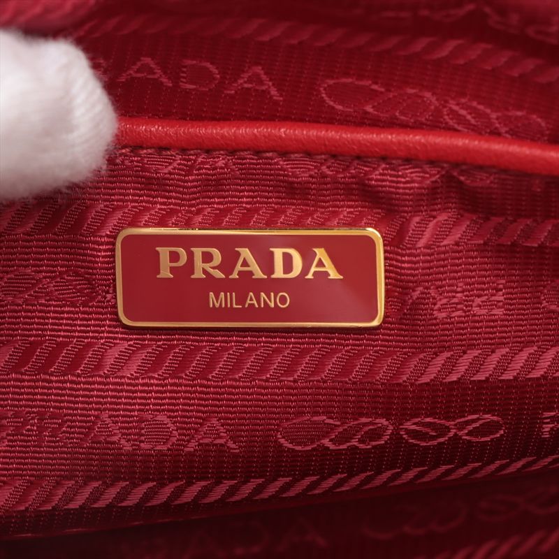 Prada Tessuto Nylon Ribbon Mini Shoulder Bag Crossbody Red Hand Tote Women's