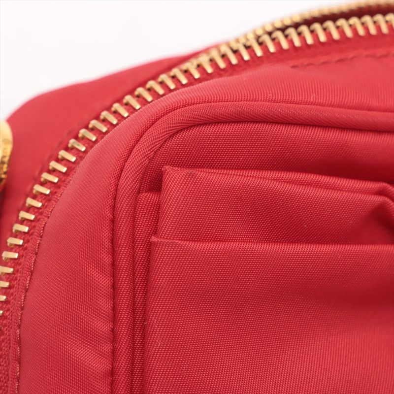 Prada Tessuto Nylon Ribbon Mini Shoulder Bag Crossbody Red Hand Tote Women's
