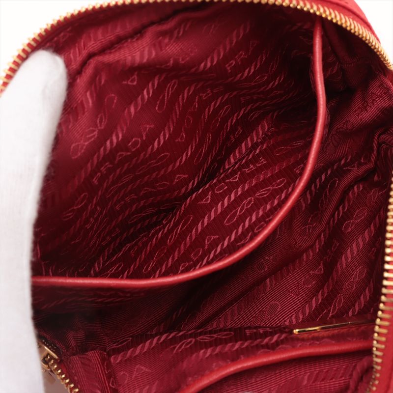 Prada Tessuto Nylon Ribbon Mini Shoulder Bag Crossbody Red Hand Tote Women's