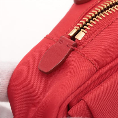 Prada Tessuto Nylon Ribbon Mini Shoulder Bag Crossbody Red Hand Tote Women's