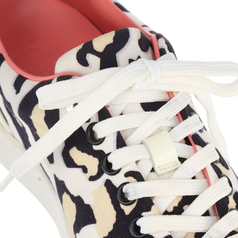 Louis Vuitton Leopard Pattern Low Cut Sneakers Lace Up Shoes Flat Shoes Canvas