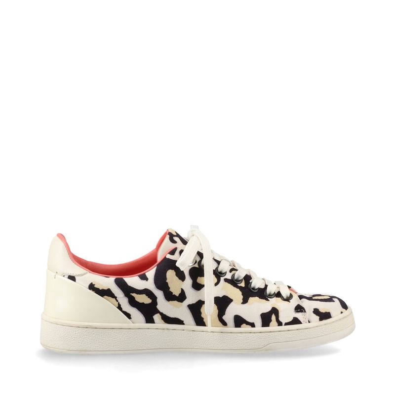 Louis Vuitton Leopard Pattern Low Cut Sneakers Lace Up Shoes Flat Shoes Canvas