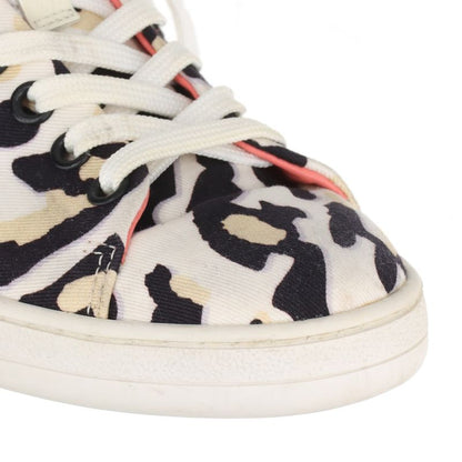 Louis Vuitton Leopard Pattern Low Cut Sneakers Lace Up Shoes Flat Shoes Canvas