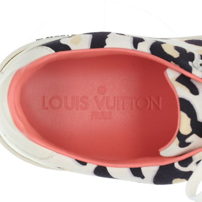 Louis Vuitton Leopard Pattern Low Cut Sneakers Lace Up Shoes Flat Shoes Canvas