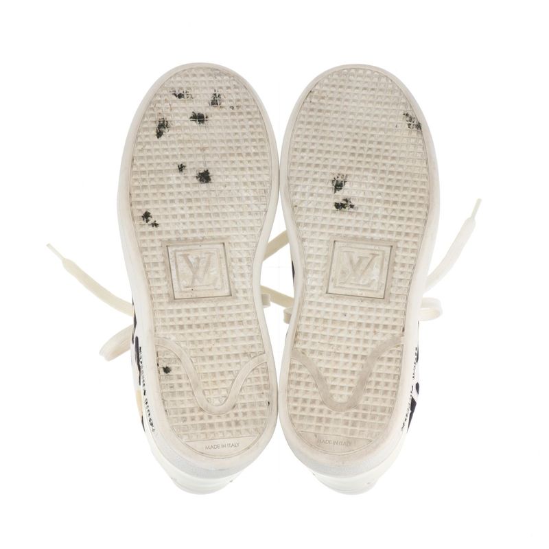 Louis Vuitton Leopard Pattern Low Cut Sneakers Lace Up Shoes Flat Shoes Canvas