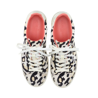 Louis Vuitton Leopard Pattern Low Cut Sneakers Lace Up Shoes Flat Shoes Canvas