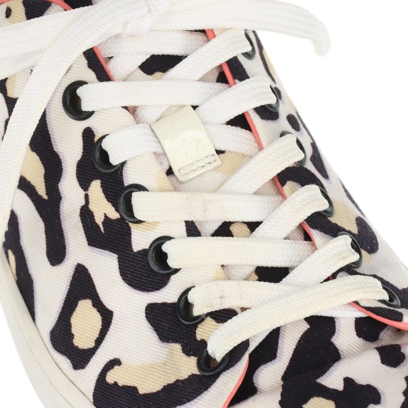 Louis Vuitton Leopard Pattern Low Cut Sneakers Lace Up Shoes Flat Shoes Canvas