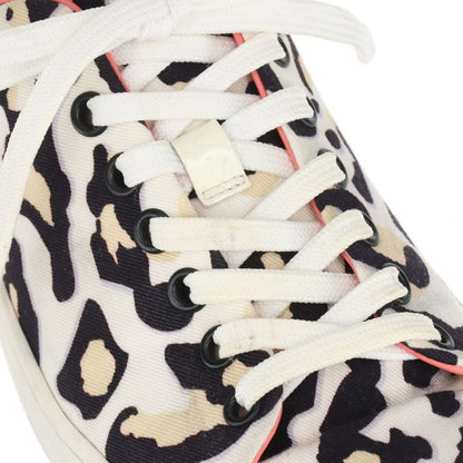 Louis Vuitton Leopard Pattern Low Cut Sneakers Lace Up Shoes Flat Shoes Canvas