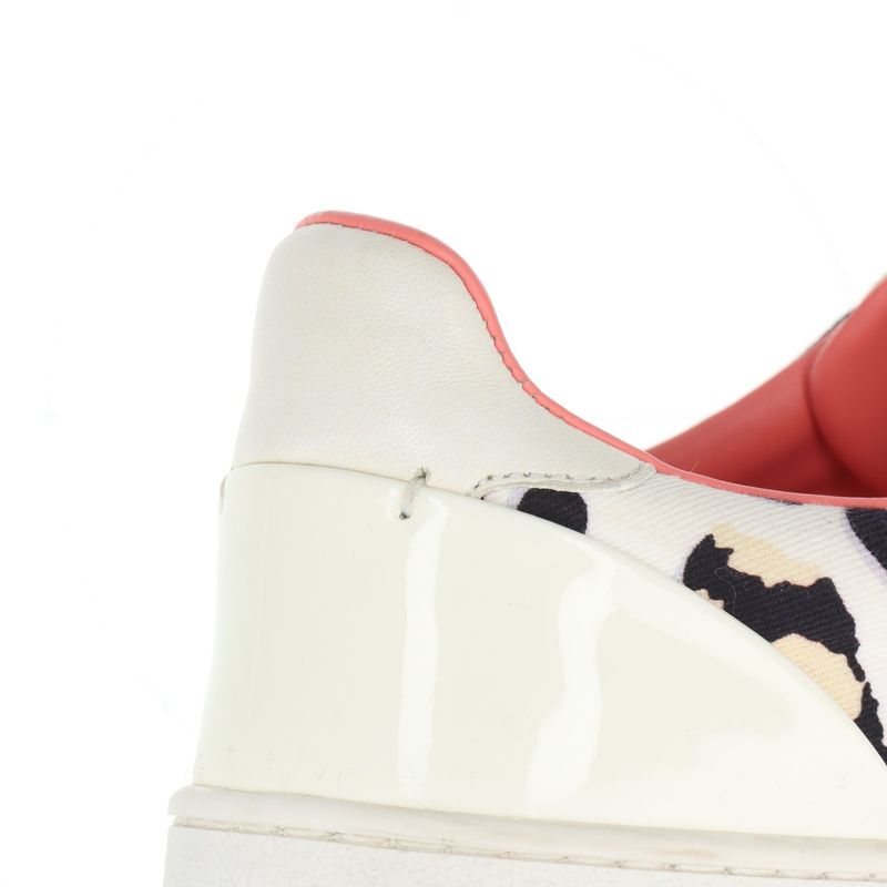 Louis Vuitton Leopard Pattern Low Cut Sneakers Lace Up Shoes Flat Shoes Canvas