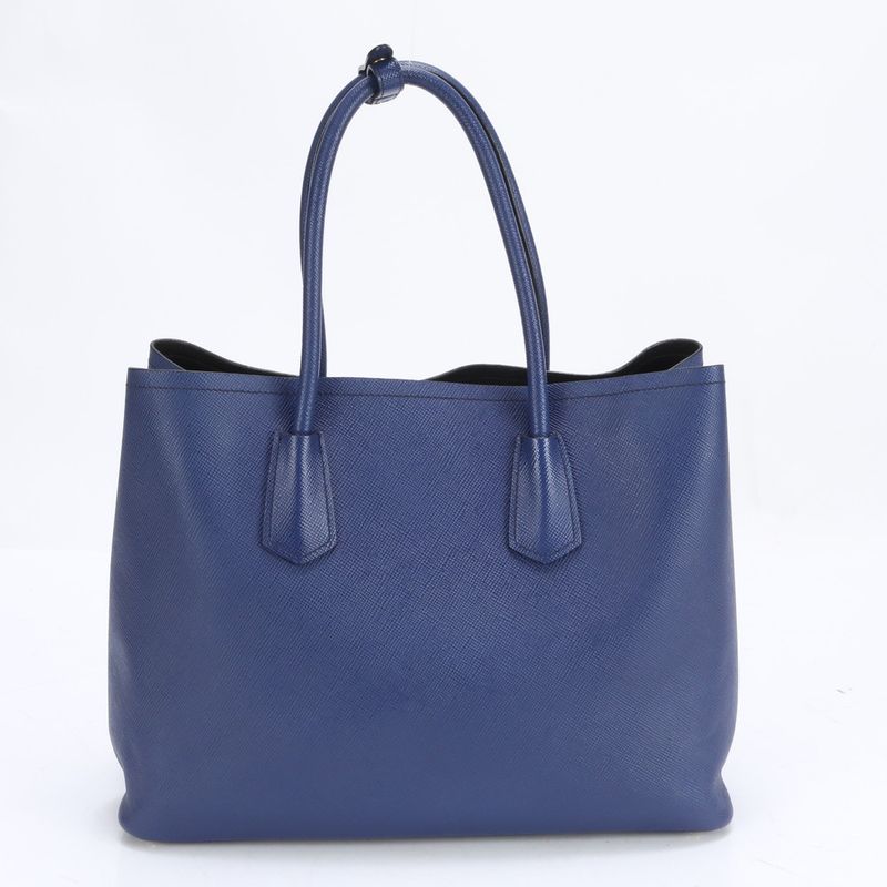Prada Saffiano Blue Leather Tote Bag Shoulder Hand A4 Ladies RRM Bv7-1