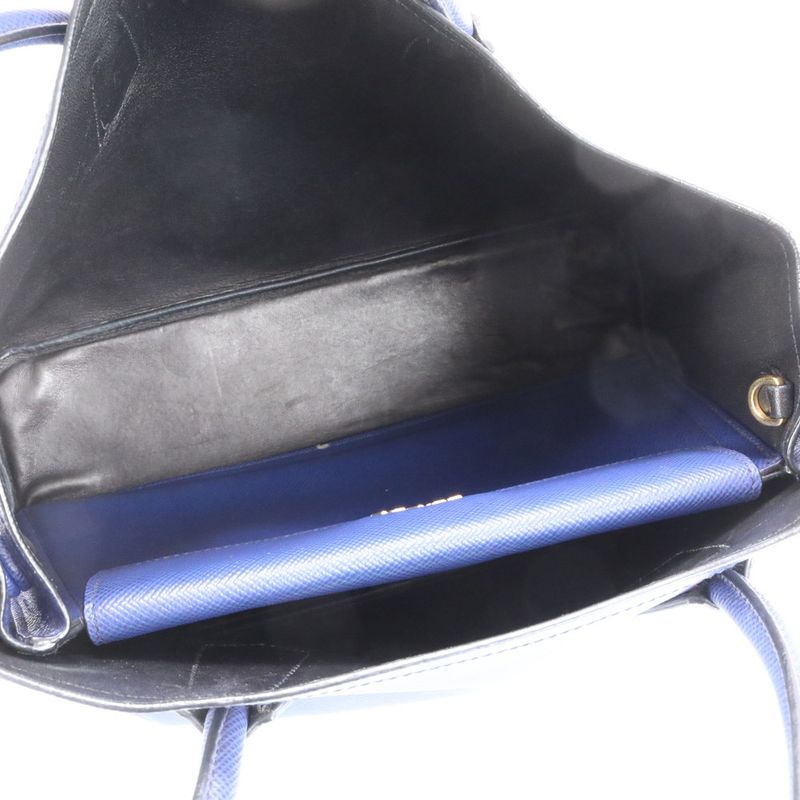 Prada Saffiano Blue Leather Tote Bag Shoulder Hand A4 Ladies RRM Bv7-1