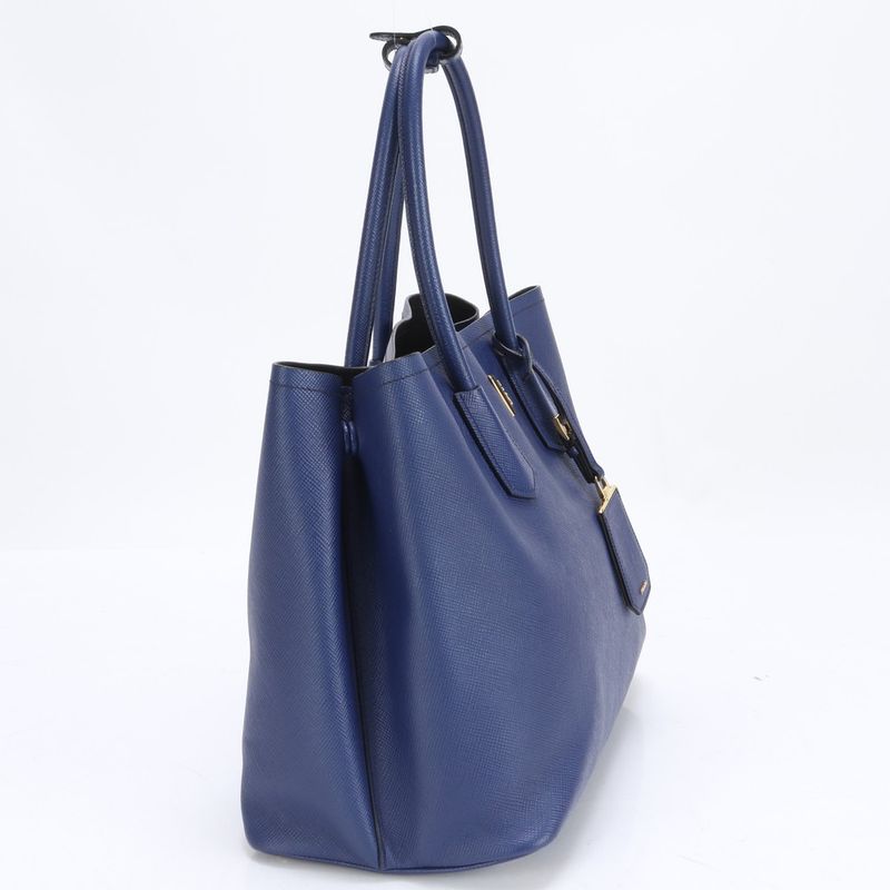 Prada Saffiano Blue Leather Tote Bag Shoulder Hand A4 Ladies RRM Bv7-1