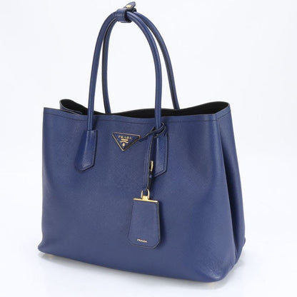 Prada Saffiano Blue Leather Tote Bag Shoulder Hand A4 Ladies RRM Bv7-1
