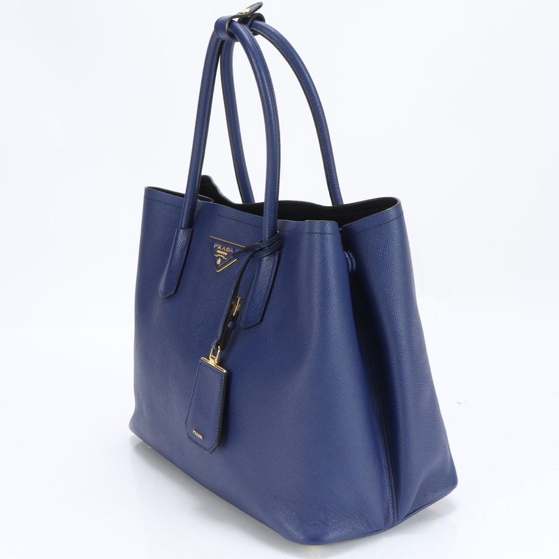 Prada Saffiano Blue Leather Tote Bag Shoulder Hand A4 Ladies RRM Bv7-1