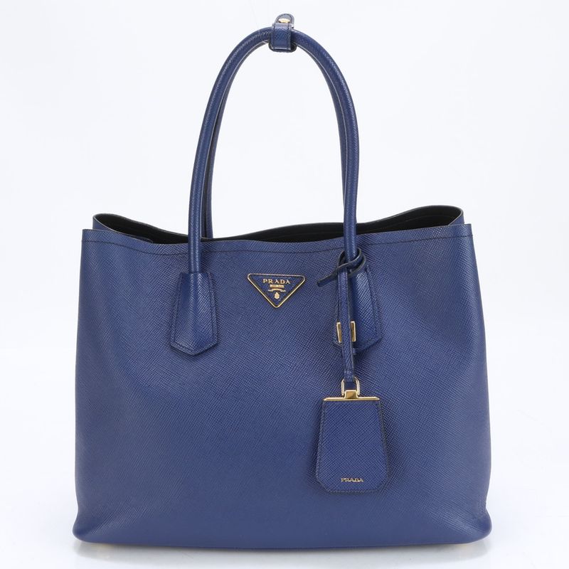 Prada Saffiano Blue Leather Tote Bag Shoulder Hand A4 Ladies RRM Bv7-1