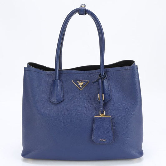 Prada Saffiano Blue Leather Tote Bag Shoulder Hand A4 Ladies RRM Bv7-1