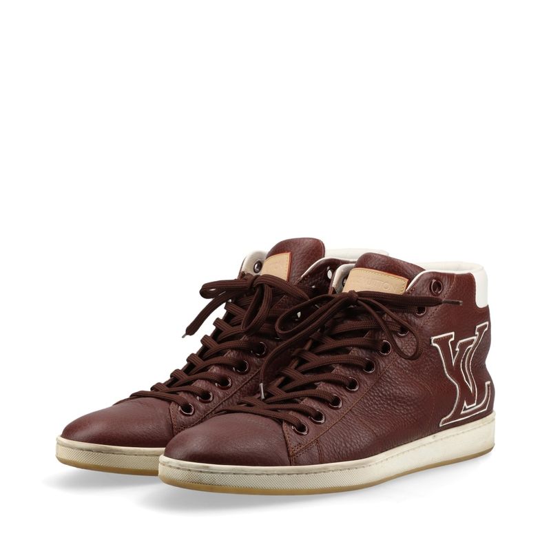 Louis Vuitton Surf Side Line 7 Leather High Cut Sneakers Shoes Genuine Leather