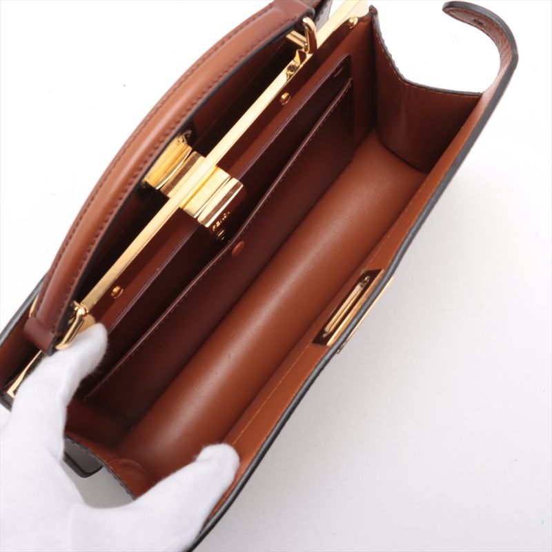 Fendi Peekaboo Icyou East West Leather 2WAY Shoulder Bag Crossbody Hand Women's