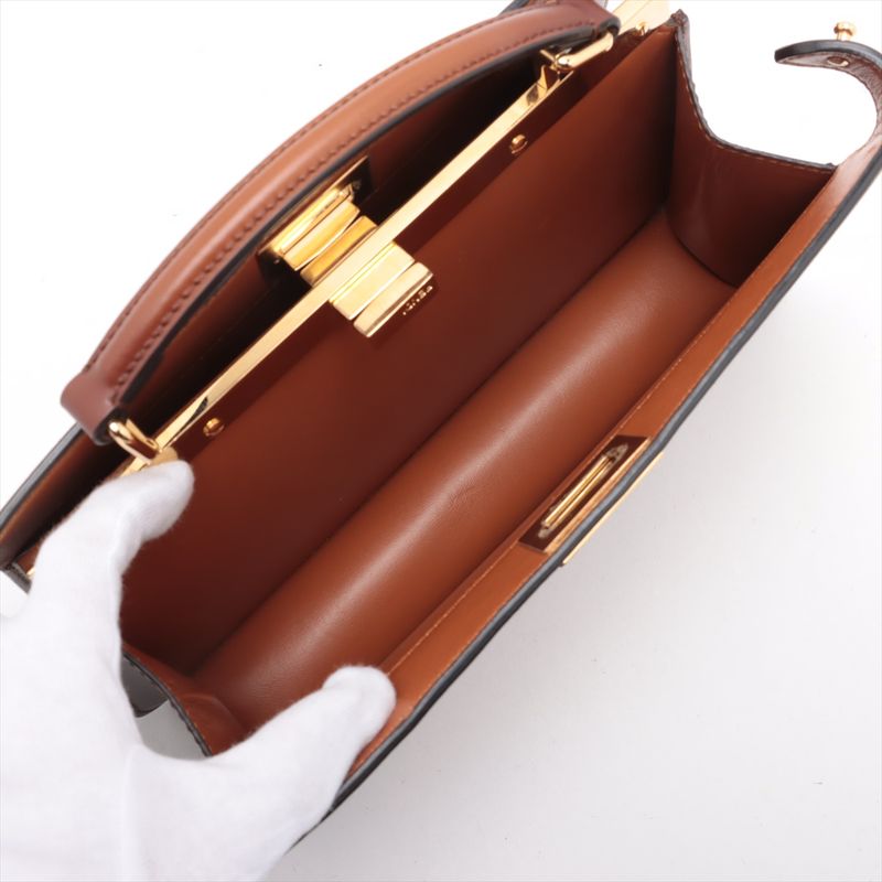 Fendi Peekaboo Icyou East West Leather 2WAY Shoulder Bag Crossbody Hand Women's