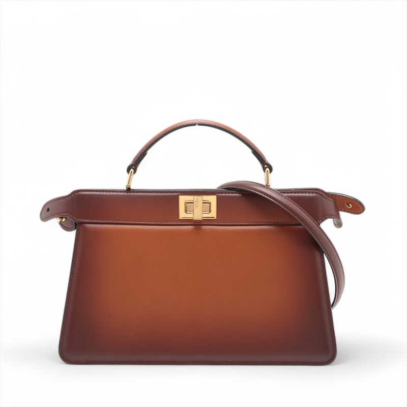 Fendi Peekaboo Icyou East West Leather 2WAY Shoulder Bag Crossbody Hand Women's