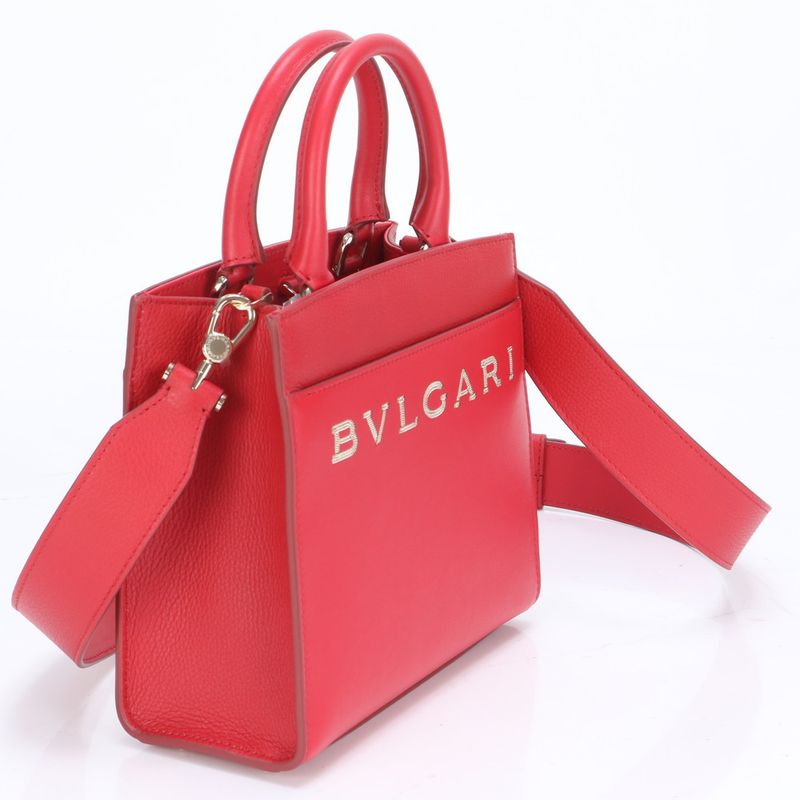 Unused Bvlgari Logo Leather With RFID 2WAY Shoulder Bag Crossbody Hand Tote