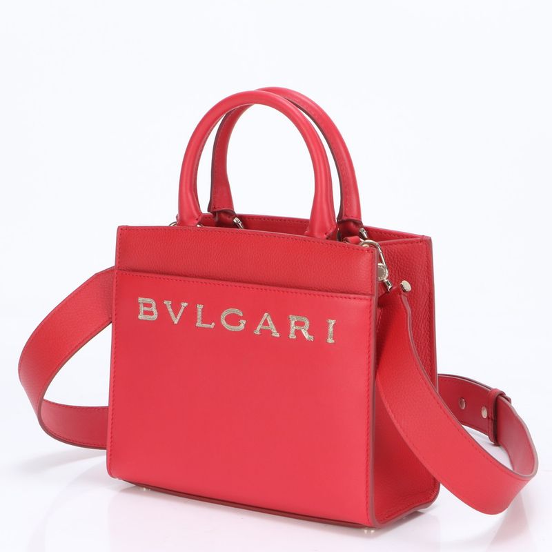 Unused Bvlgari Logo Leather With RFID 2WAY Shoulder Bag Crossbody Hand Tote