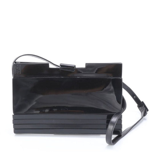 Vintage Fendi FF Logo Leather Shoulder Bag Shoulder Tote Hand Black Women ECE