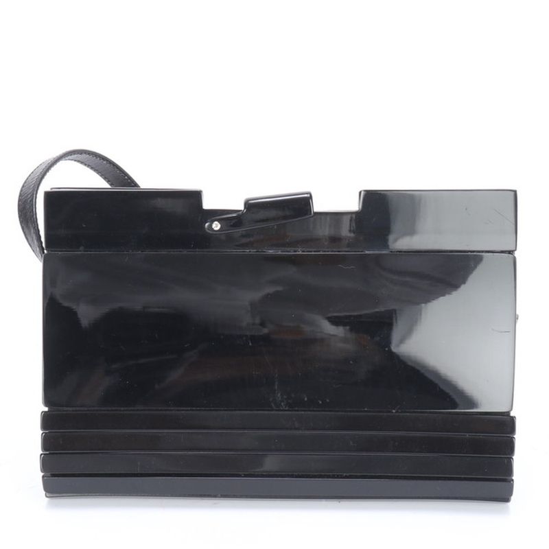 Vintage Fendi FF Logo Leather Shoulder Bag Shoulder Tote Hand Black Women ECE