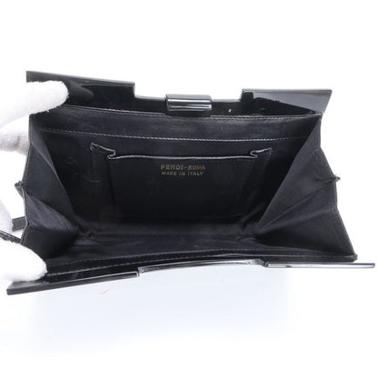 Vintage Fendi FF Logo Leather Shoulder Bag Shoulder Tote Hand Black Women ECE