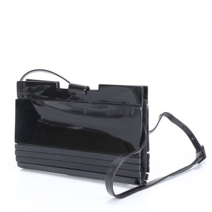 Vintage Fendi FF Logo Leather Shoulder Bag Shoulder Tote Hand Black Women ECE