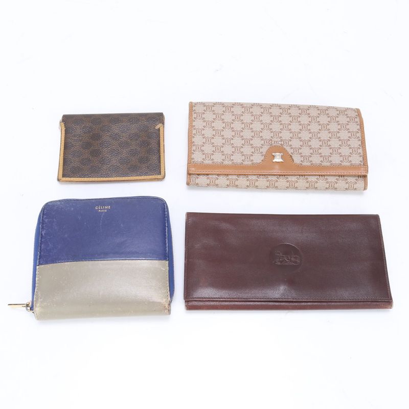 Collective Set Of 4 Celine Leather Macadam Long Wallet Bifold Wallet Round