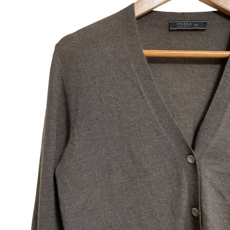 Prada V-neck Knit Cardigan Size 40 Gray Women's Used