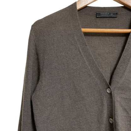 Prada V-neck Knit Cardigan Size 40 Gray Women's Used